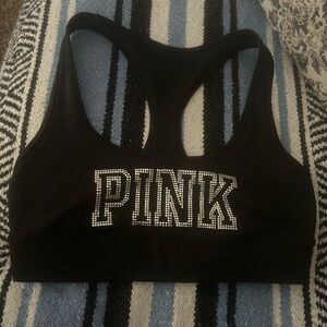 Black Sports Bra with PINK Logo